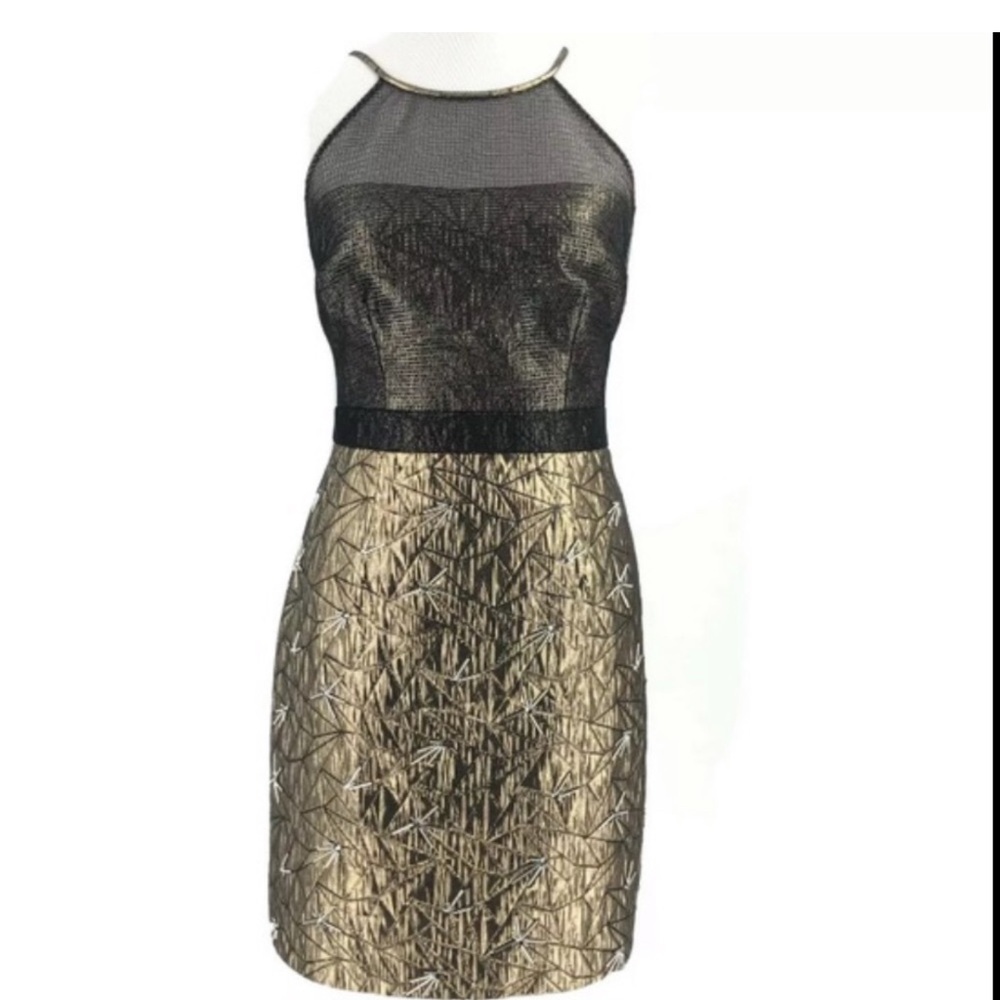 Phoebe Couture Elegant Black and Gold Cocktail Dress
